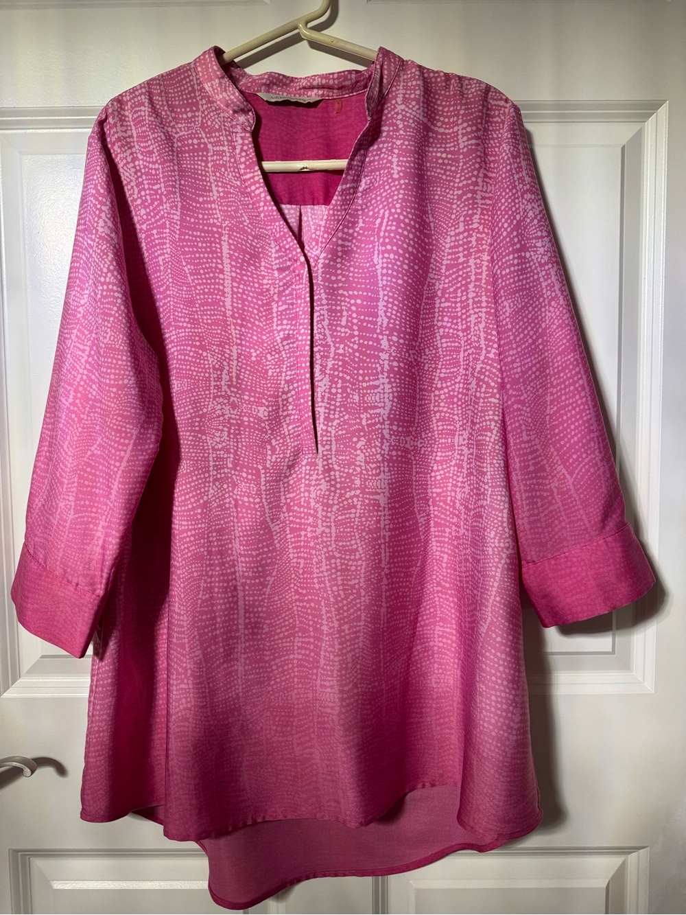 Soft Surroundings Hot Ombré Pink Polka-Dot Tunic Blouse L